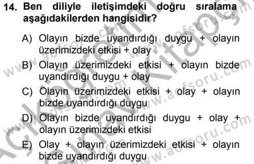 Sınıf Yönetimi Dersi Ara Sınavı Deneme Sınav Soruları 14. Soru