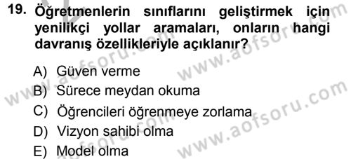 Sınıf Yönetimi Dersi Ara Sınavı Deneme Sınav Soruları 19. Soru