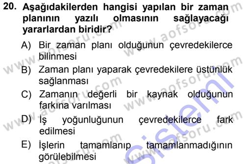 Sınıf Yönetimi Dersi 2012 - 2013 Yılı (Final) Dönem Sonu Sınav Soruları 20. Soru