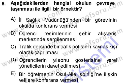 Sınıf Yönetimi Dersi 2013 - 2014 Yılı (Vize) Ara Sınavı 6. Soru