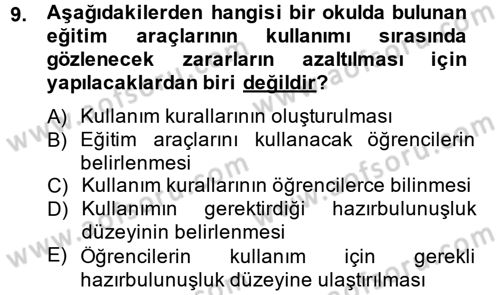 Sınıf Yönetimi Dersi 2013 - 2014 Yılı (Final) Dönem Sonu Sınav Soruları 9. Soru