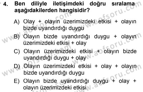 Sınıf Yönetimi Dersi 2014 - 2015 Yılı (Final) Dönem Sonu Sınav Soruları 4. Soru