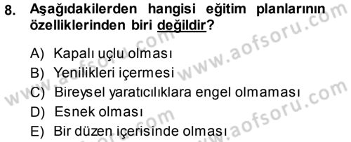 Sınıf Yönetimi Dersi 2014 - 2015 Yılı (Final) Dönem Sonu Sınav Soruları 8. Soru