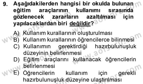 Sınıf Yönetimi Dersi 2014 - 2015 Yılı (Final) Dönem Sonu Sınav Soruları 9. Soru