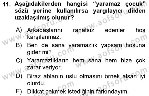 Sınıf Yönetimi Dersi Ara Sınavı Deneme Sınav Soruları 11. Soru