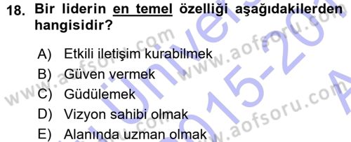 Sınıf Yönetimi Dersi Ara Sınavı Deneme Sınav Soruları 18. Soru