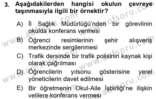 Sınıf Yönetimi Dersi 2015 - 2016 Yılı (Vize) Ara Sınav Soruları 3. Soru