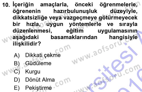 Sınıf Yönetimi Dersi 2015 - 2016 Yılı (Final) Dönem Sonu Sınav Soruları 10. Soru