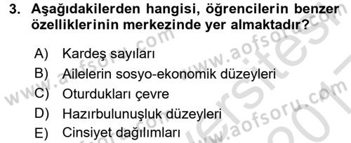Sınıf Yönetimi Dersi 2016 - 2017 Yılı (Vize) Ara Sınav Soruları 3. Soru