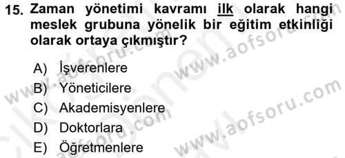 Sınıf Yönetimi Dersi 2016 - 2017 Yılı (Final) Dönem Sonu Sınav Soruları 15. Soru