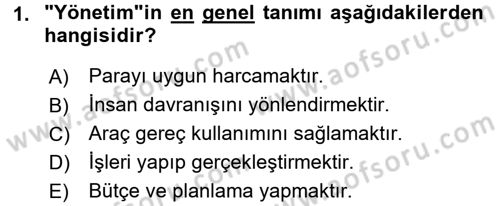 Sınıf Yönetimi Dersi Ara Sınavı Deneme Sınav Soruları 1. Soru