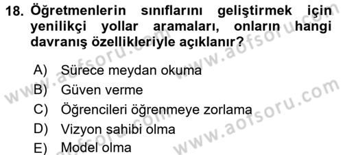 Sınıf Yönetimi Dersi 2017 - 2018 Yılı (Vize) Ara Sınav Soruları 18. Soru