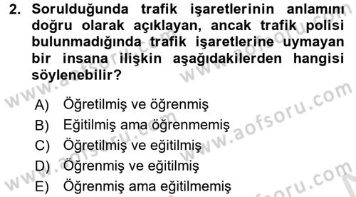 Sınıf Yönetimi Dersi Ara Sınavı Deneme Sınav Soruları 2. Soru