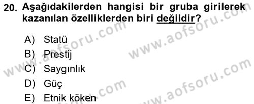 Sınıf Yönetimi Dersi Ara Sınavı Deneme Sınav Soruları 20. Soru