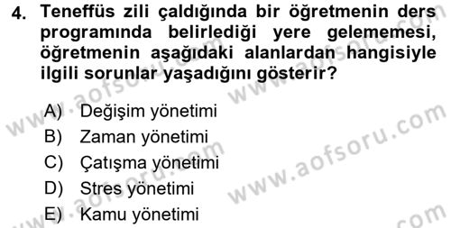 Sınıf Yönetimi Dersi Ara Sınavı Deneme Sınav Soruları 4. Soru