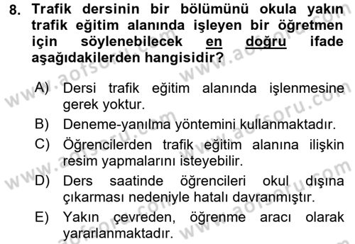 Sınıf Yönetimi Dersi 2017 - 2018 Yılı (Vize) Ara Sınav Soruları 8. Soru