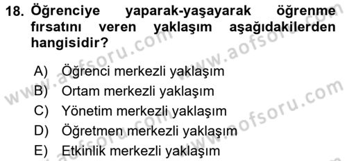 Sınıf Yönetimi Dersi 2017 - 2018 Yılı (Final) Dönem Sonu Sınav Soruları 18. Soru