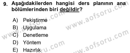 Sınıf Yönetimi Dersi 2017 - 2018 Yılı (Final) Dönem Sonu Sınav Soruları 9. Soru