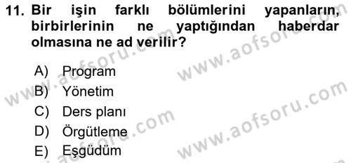 Sınıf Yönetimi Dersi 2018 - 2019 Yılı Yaz Okulu Sınav Soruları 11. Soru