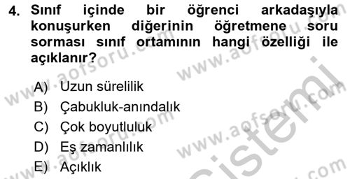 Sınıf Yönetimi Dersi 2018 - 2019 Yılı Yaz Okulu Sınav Soruları 4. Soru
