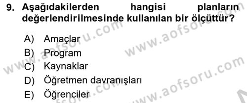 Sınıf Yönetimi Dersi 2018 - 2019 Yılı Yaz Okulu Sınav Soruları 9. Soru