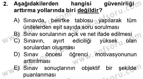 Ölçme Ve Değerlendirme Dersi 2012 - 2013 Yılı (Vize) Ara Sınav Soruları 2. Soru