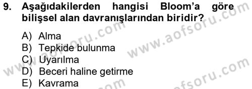 Ölçme Ve Değerlendirme Dersi 2012 - 2013 Yılı (Vize) Ara Sınav Soruları 9. Soru