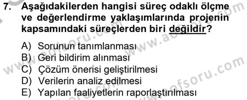 Ölçme Ve Değerlendirme Dersi 2012 - 2013 Yılı (Final) Dönem Sonu Sınav Soruları 7. Soru