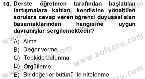 Ölçme Ve Değerlendirme Dersi 2013 - 2014 Yılı (Vize) Ara Sınav Soruları 10. Soru