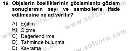 Ölçme Ve Değerlendirme Dersi 2013 - 2014 Yılı Tek Ders Sınav Soruları 16. Soru