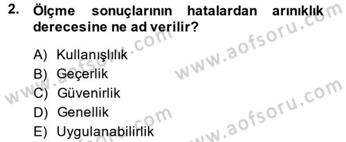 Ölçme Ve Değerlendirme Dersi 2014 - 2015 Yılı (Vize) Ara Sınav Soruları 2. Soru