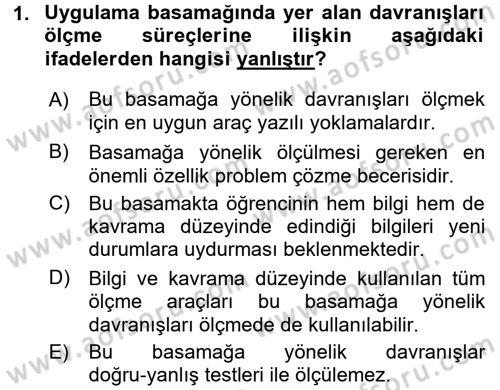 Ölçme Ve Değerlendirme Dersi 2015 - 2016 Yılı (Vize) Ara Sınav Soruları 1. Soru