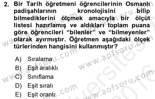 Ölçme Ve Değerlendirme Dersi 2015 - 2016 Yılı (Vize) Ara Sınav Soruları 2. Soru