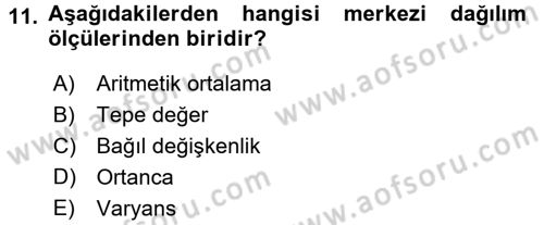 Ölçme Ve Değerlendirme Dersi 2015 - 2016 Yılı (Final) Dönem Sonu Sınav Soruları 11. Soru