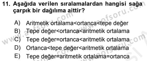 Ölçme Ve Değerlendirme Dersi 2015 - 2016 Yılı Tek Ders Sınav Soruları 11. Soru