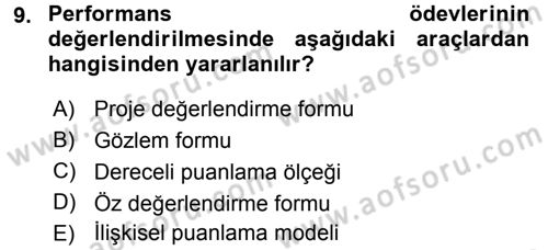 Ölçme Ve Değerlendirme Dersi 2015 - 2016 Yılı Tek Ders Sınav Soruları 9. Soru