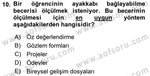 Ölçme Ve Değerlendirme Dersi 2016 - 2017 Yılı 3 Ders Sınav Soruları 10. Soru