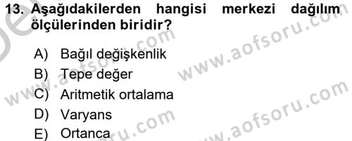 Ölçme Ve Değerlendirme Dersi 2016 - 2017 Yılı 3 Ders Sınav Soruları 13. Soru