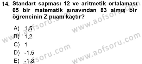 Ölçme Ve Değerlendirme Dersi 2016 - 2017 Yılı 3 Ders Sınav Soruları 14. Soru