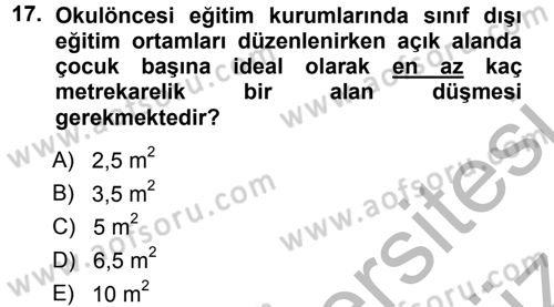 Özel Öğretim Yöntemleri 1 Dersi Ara Sınavı Deneme Sınav Soruları 17. Soru