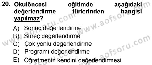 Özel Öğretim Yöntemleri 1 Dersi Ara Sınavı Deneme Sınav Soruları 20. Soru