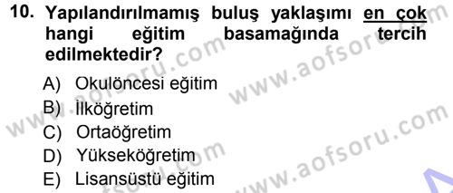 Özel Öğretim Yöntemleri 1 Dersi 2012 - 2013 Yılı (Final) Dönem Sonu Sınav Soruları 10. Soru