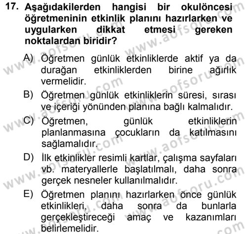 Özel Öğretim Yöntemleri 1 Dersi 2012 - 2013 Yılı (Final) Dönem Sonu Sınav Soruları 17. Soru