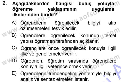 Özel Öğretim Yöntemleri 1 Dersi 2012 - 2013 Yılı (Final) Dönem Sonu Sınav Soruları 2. Soru