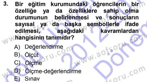 Özel Öğretim Yöntemleri 1 Dersi 2012 - 2013 Yılı (Final) Dönem Sonu Sınav Soruları 3. Soru