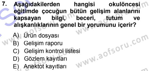 Özel Öğretim Yöntemleri 1 Dersi 2012 - 2013 Yılı (Final) Dönem Sonu Sınav Soruları 7. Soru