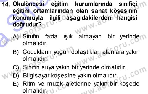 Özel Öğretim Yöntemleri 1 Dersi 2013 - 2014 Yılı (Vize) Ara Sınav Soruları 14. Soru