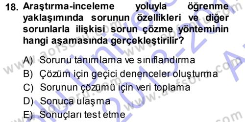 Özel Öğretim Yöntemleri 1 Dersi 2013 - 2014 Yılı (Vize) Ara Sınav Soruları 18. Soru