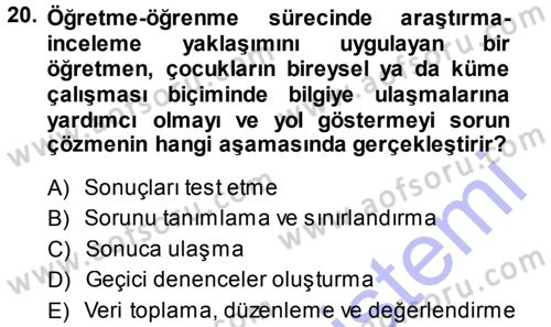 Özel Öğretim Yöntemleri 1 Dersi Ara Sınavı Deneme Sınav Soruları 20. Soru