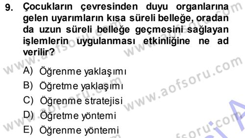 Özel Öğretim Yöntemleri 1 Dersi 2013 - 2014 Yılı (Vize) Ara Sınav Soruları 9. Soru